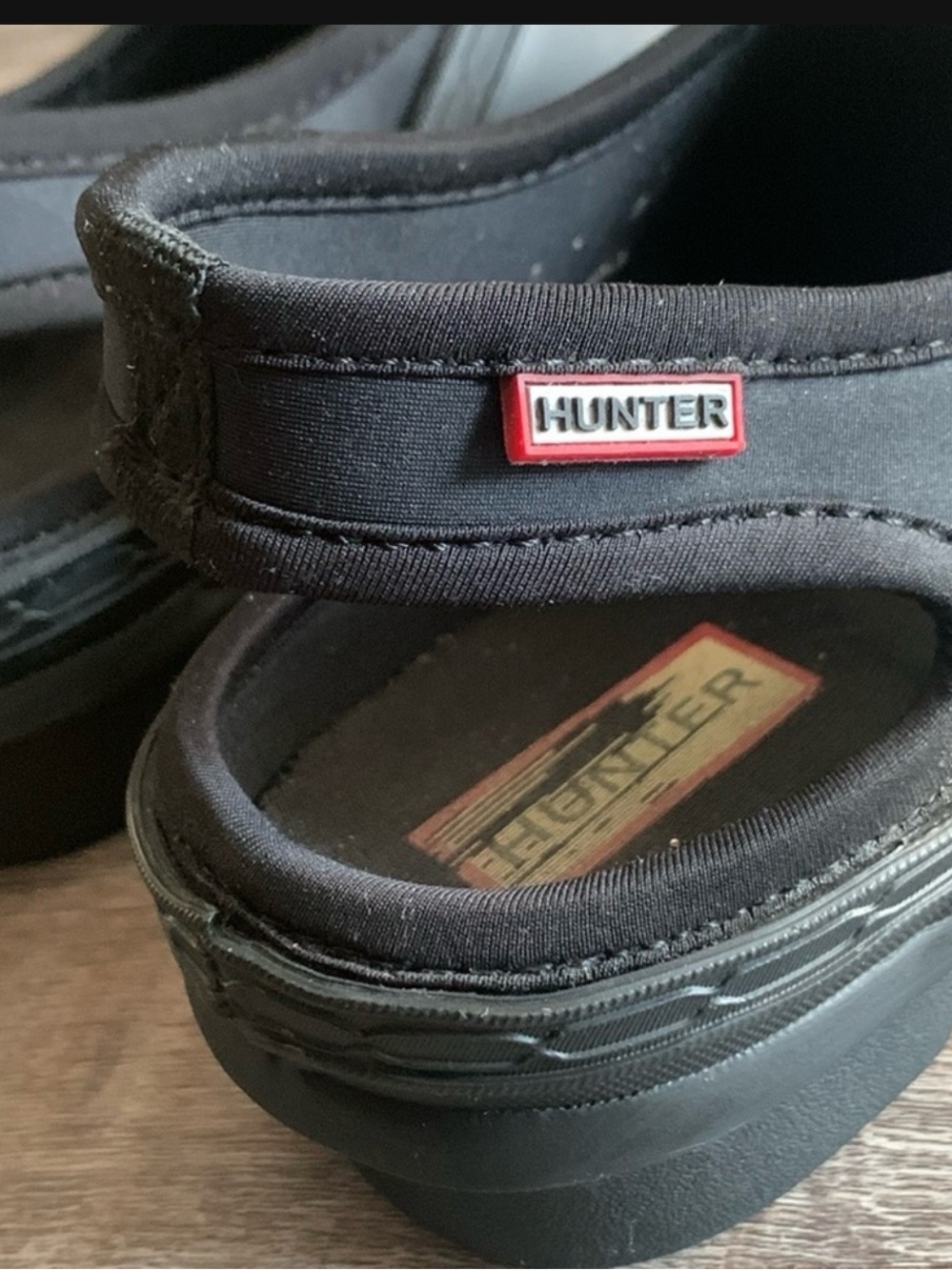 Hunter Original Slingback Clogs Matte Black Waterproof Garden Shoes Size 9 - Picture 3 of 5